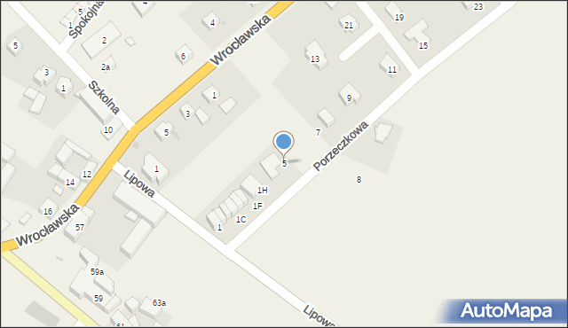 Gniechowice, Porzeczkowa, 5, mapa Gniechowice