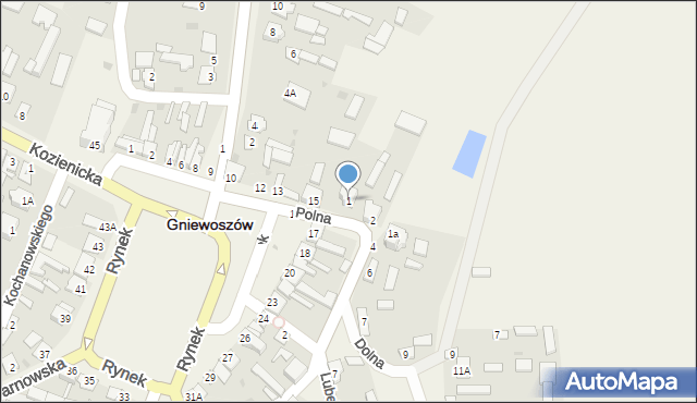 Gniewoszów, Polna, 1, mapa Gniewoszów
