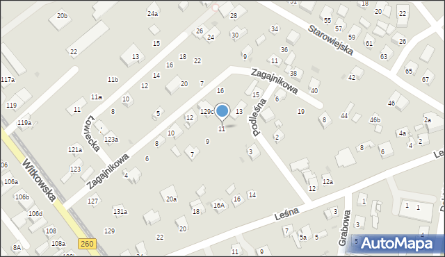 Gniezno, Podleśna, 11, mapa Gniezna