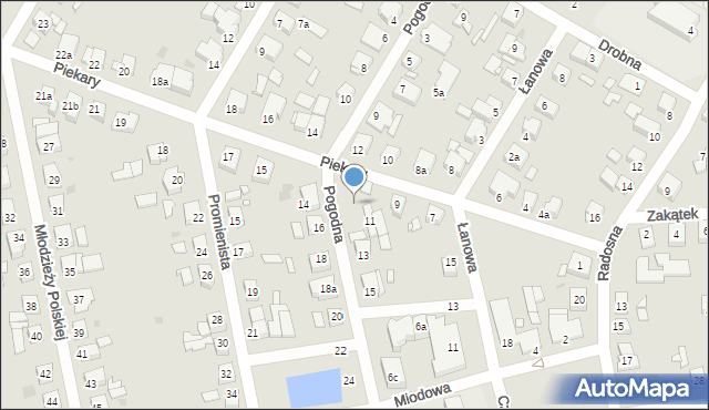 Gniezno, Pogodna, 11b, mapa Gniezna