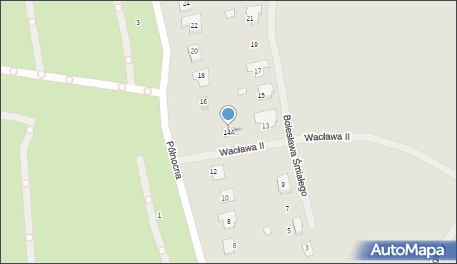 Gniezno, Północna, 14A, mapa Gniezna