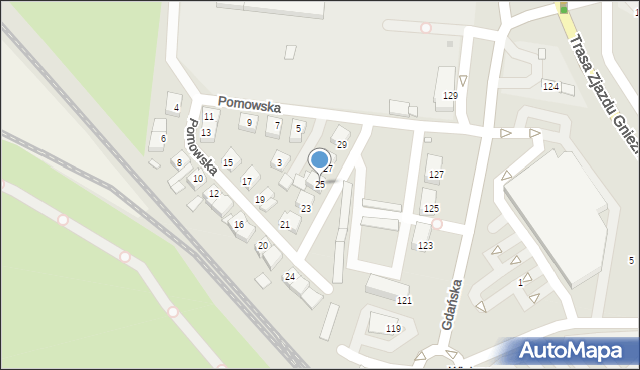 Gniezno, Pomowska, 25, mapa Gniezna