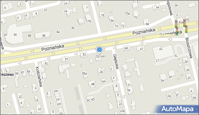 Gniezno, Poznańska, 51a, mapa Gniezna