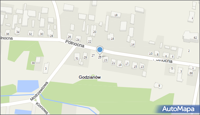 Godzianów, Północna, 25, mapa Godzianów