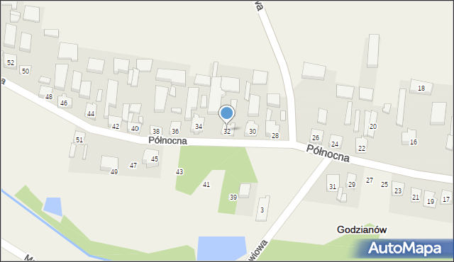 Godzianów, Północna, 32, mapa Godzianów