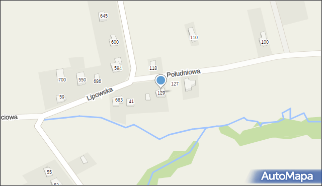 Godziszka, Południowa, 129, mapa Godziszka