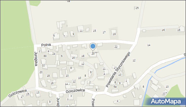 Golczowice, Polna, 20, mapa Golczowice