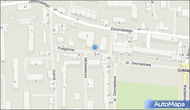 Gołdap, Podgórna, 3, mapa Gołdap