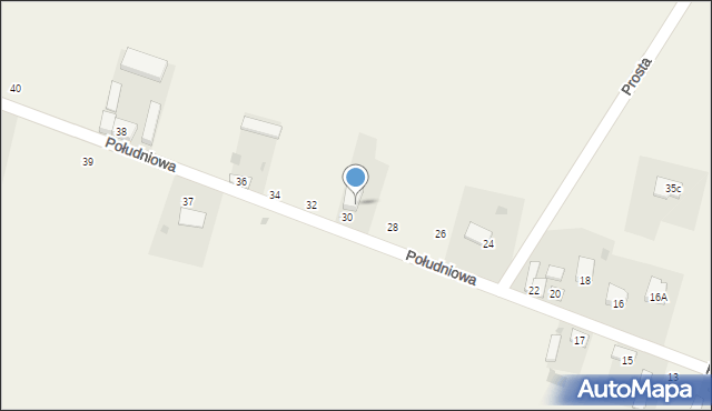 Gomulin, Południowa, 30A, mapa Gomulin