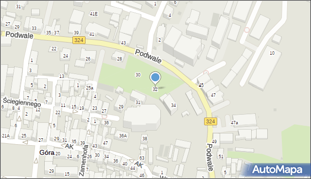 Góra, Podwale, 32, mapa Góra