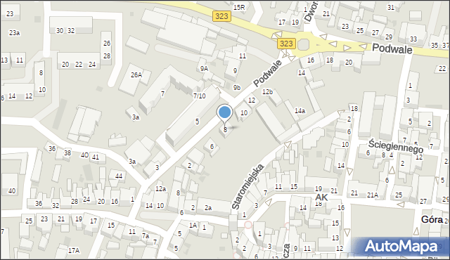 Góra, Podwale, 8, mapa Góra
