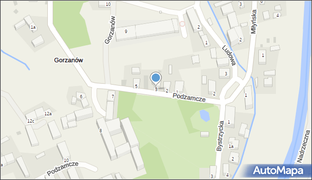 Gorzanów, Podzamcze, 3, mapa Gorzanów