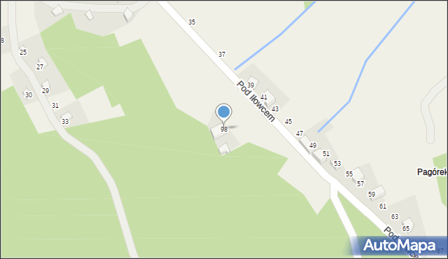 Gorzeń Górny, Pod Iłowcem, 98, mapa Gorzeń Górny