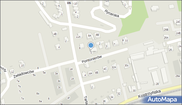 Gorzów Wielkopolski, Pontonierów, 1, mapa Gorzów Wielkopolski