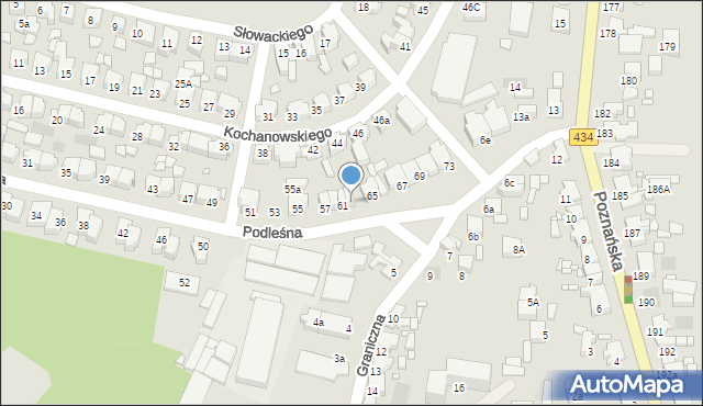 Gostyń, Podleśna, 63, mapa Gostyń