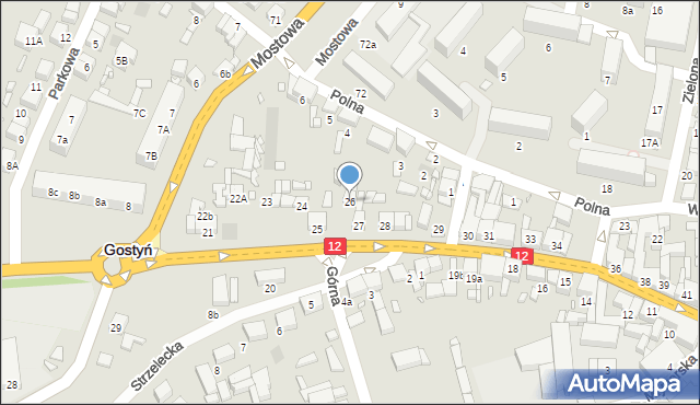 Gostyń, Powstańców Wielkopolskich, 26, mapa Gostyń