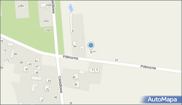 Gózd, Północna, 9, mapa Gózd