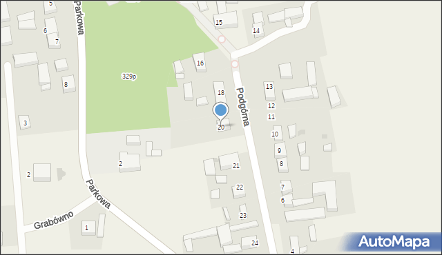 Grabówno, Podgórna, 20, mapa Grabówno