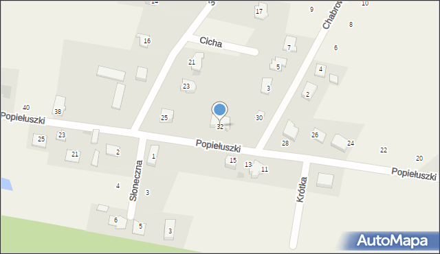 Grabowo, Popiełuszki Jerzego, bł. ks., 32, mapa Grabowo