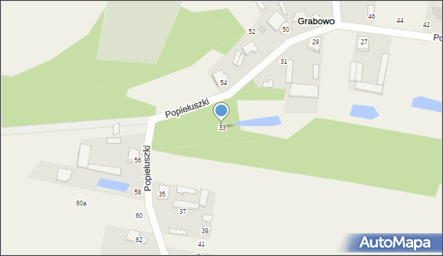 Grabowo, Popiełuszki Jerzego, bł. ks., 33, mapa Grabowo