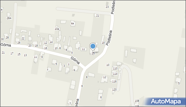 Grądy, Podleśna, 15, mapa Grądy