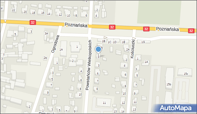 Granowo, Powstańców Wielkopolskich, 1, mapa Granowo