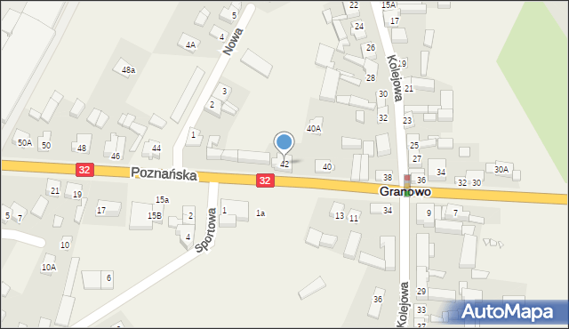 Granowo, Poznańska, 42, mapa Granowo