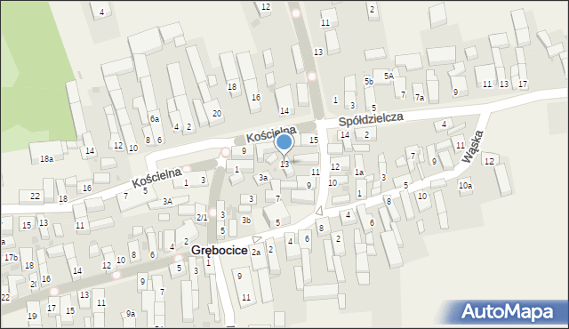 Grębocice, Pocztowa, 13, mapa Grębocice