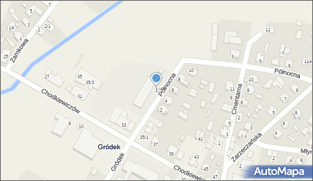 Gródek, Północna, 1, mapa Gródek