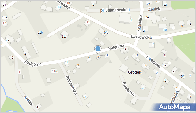 Gródek, Podgórna, 5, mapa Gródek