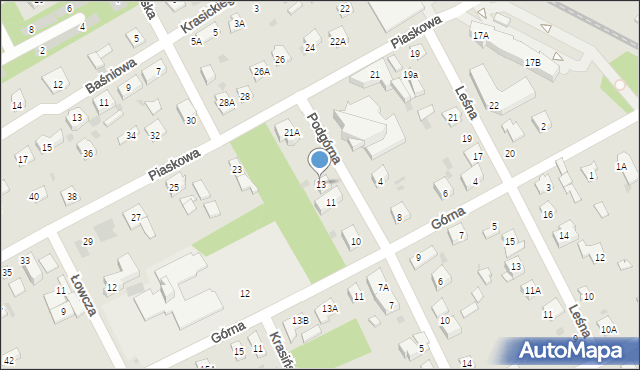 Grodzisk Mazowiecki, Podgórna, 13, mapa Grodzisk Mazowiecki