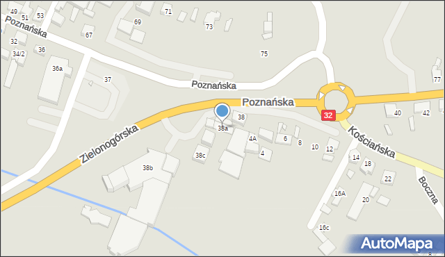 Grodzisk Wielkopolski, Poznańska, 38a, mapa Grodzisk Wielkopolski