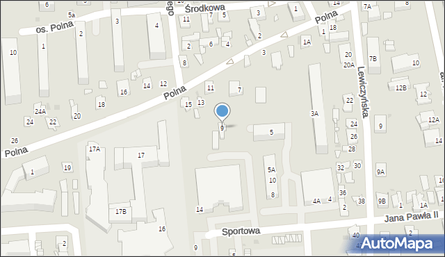 Grójec, Polna, 9, mapa Grójec