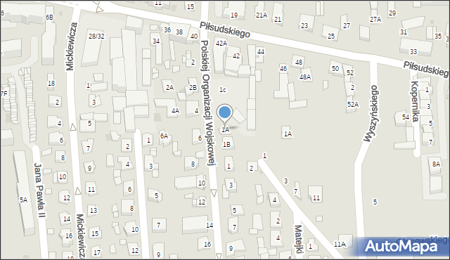 Grójec, Polskiej Organizacji Wojskowej, 1A, mapa Grójec