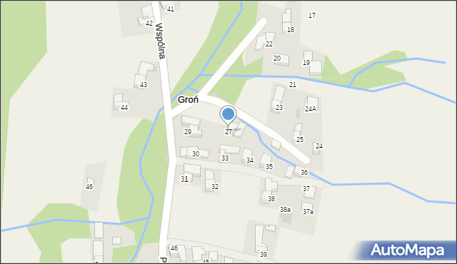 Groń, Podhalańska, 27, mapa Groń
