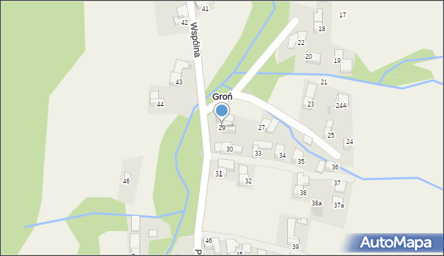 Groń, Podhalańska, 29, mapa Groń