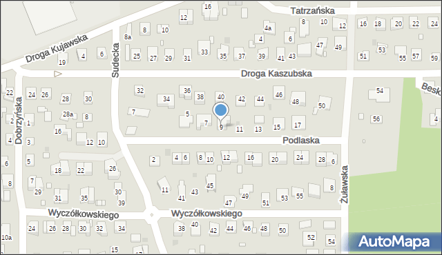 Grudziądz, Podlaska, 9, mapa Grudziądza