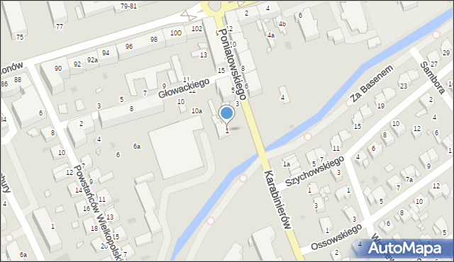 Grudziądz, Poniatowskiego, 1, mapa Grudziądza