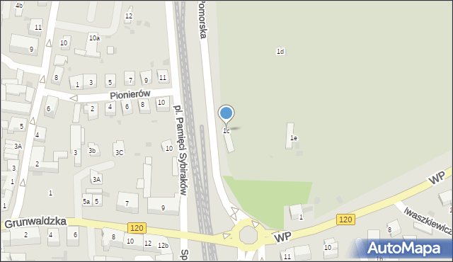 Gryfino, Pomorska, 1c, mapa Gryfino