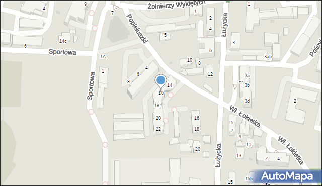 Gryfino, Popiełuszki Jerzego, bł. ks., 16, mapa Gryfino