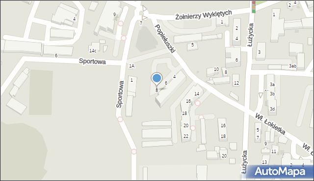 Gryfino, Popiełuszki Jerzego, bł. ks., 8, mapa Gryfino
