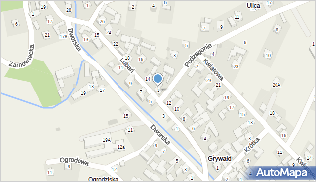 Grywałd, Podzagonie, 1, mapa Grywałd