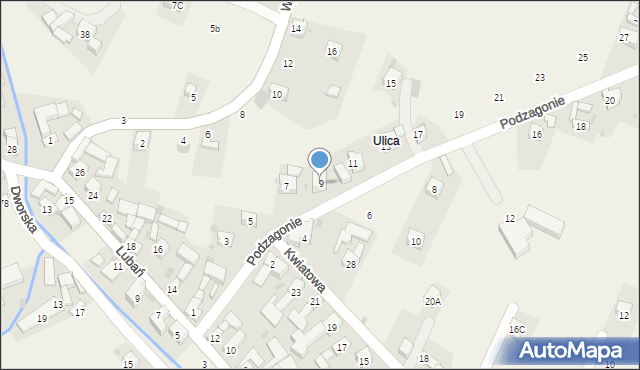 Grywałd, Podzagonie, 9, mapa Grywałd