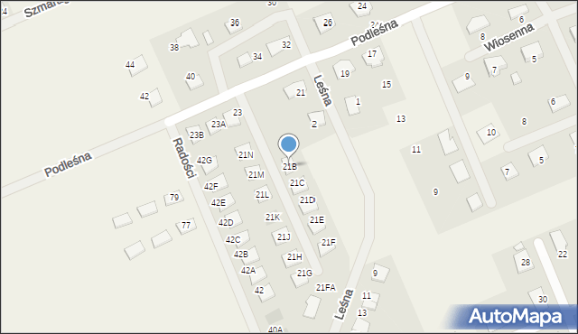 Grzędzice, Podleśna, 21B, mapa Grzędzice