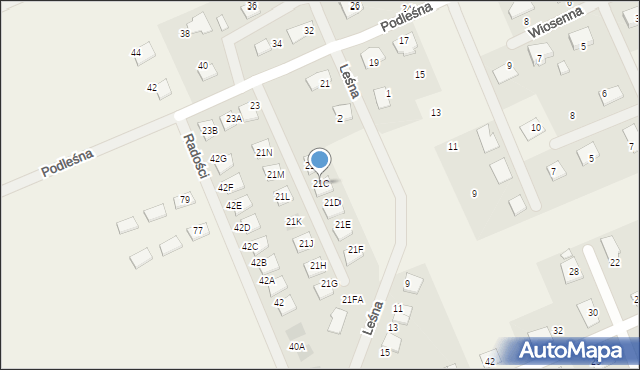 Grzędzice, Podleśna, 21C, mapa Grzędzice