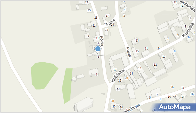 Grzędzin, Polna, 3, mapa Grzędzin