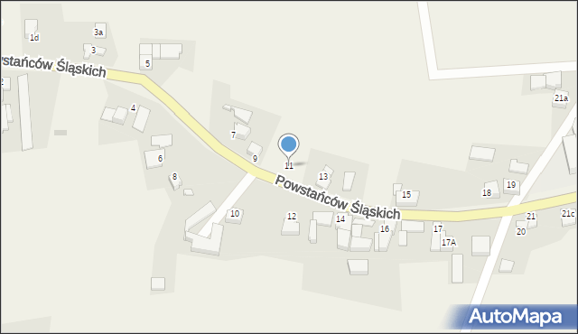 Grzegorzowice, Powstańców Śląskich, 11, mapa Grzegorzowice