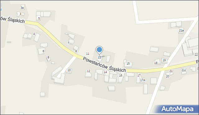 Grzegorzowice, Powstańców Śląskich, 13, mapa Grzegorzowice