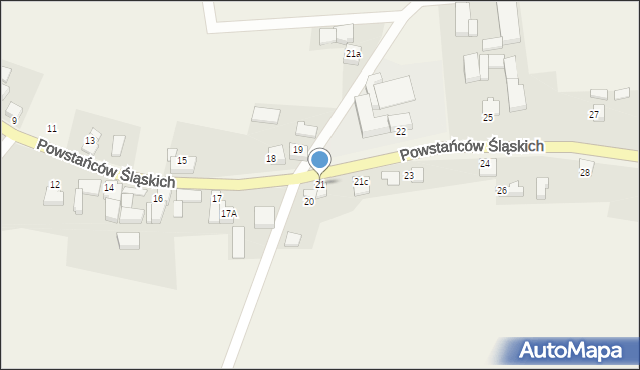Grzegorzowice, Powstańców Śląskich, 21, mapa Grzegorzowice