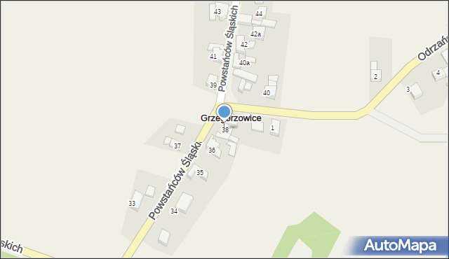 Grzegorzowice, Powstańców Śląskich, 38, mapa Grzegorzowice